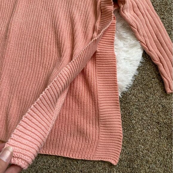Wonderly Knit Tunic Sweater Side Slits Pink Oversized Slouchy Funnel Neck Small - Picture 3 of 9